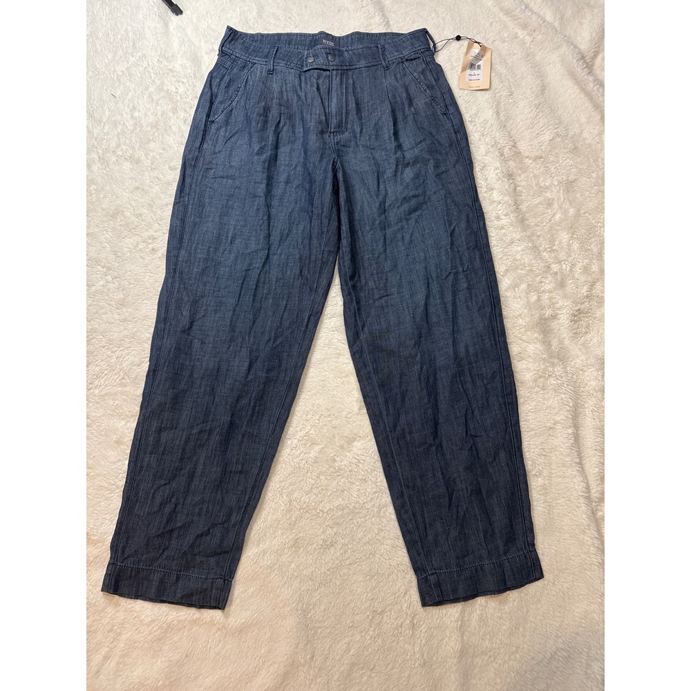 NYDJ Pleated Balloon Trouser Womens 8 Blue NEW High Rise MPWD9177